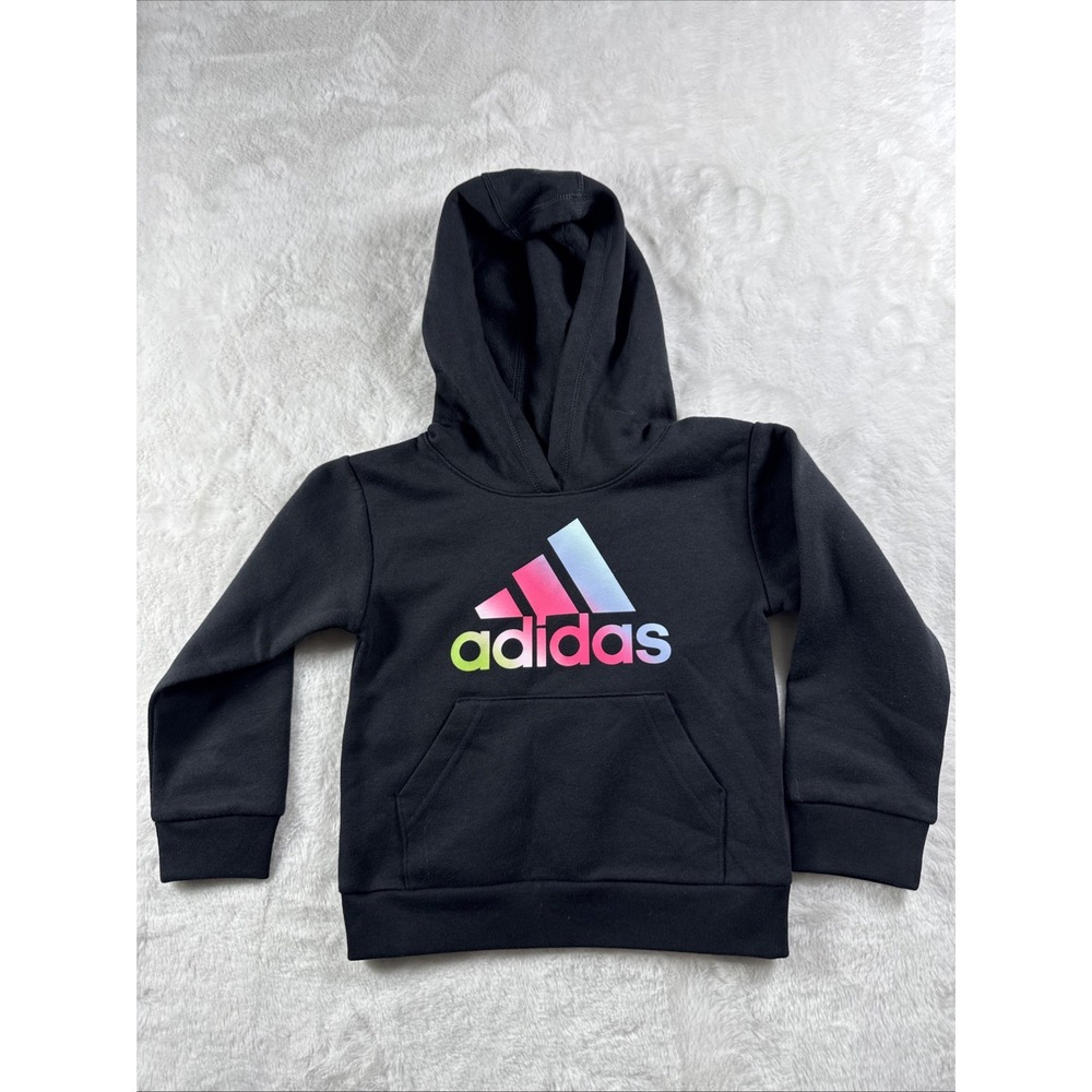 Adidas Girls Active Hoodie Black Gradient Logo Pullover Size 3T
